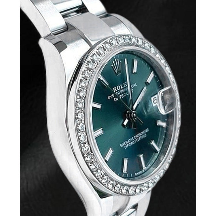 Diamant-mintgrüne Rolex