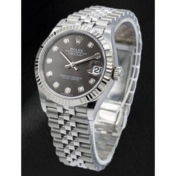 Rolex Datejust 31 Herrenuhr aus Edelstahl mit grauem Diamantzifferblatt