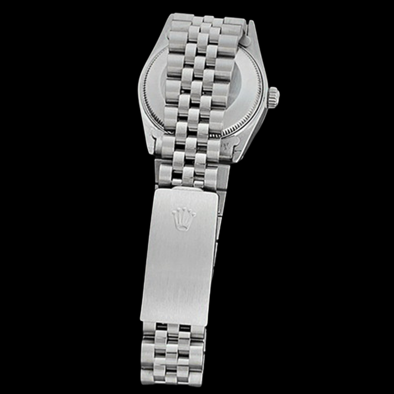 Rolex Datejust 31 mm Edelstahluhr mit schwarzem Stabzifferblatt