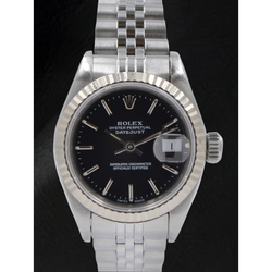Rolex Datejust 31 mm Edelstahluhr mit schwarzem Stabzifferblatt