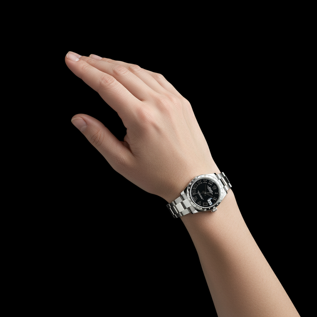 Rolex Datejust 31 mm schwarze römische Diamant-Damenuhr aus Edelstahl