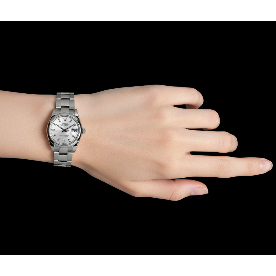 Rolex Datejust 31 mm silbernes Leuchtzifferblatt aus Edelstahl für Damen P4