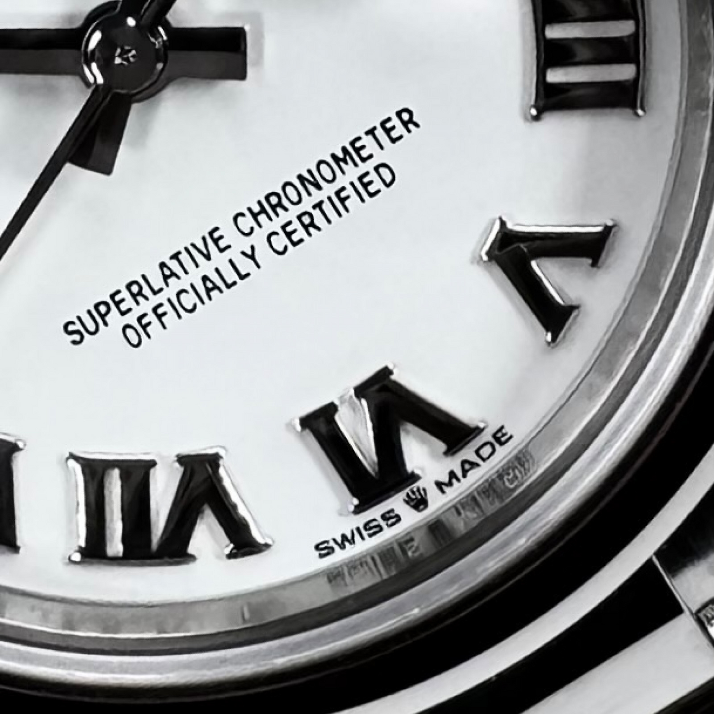 Rolex Datejust 31 mm weiße Damenuhr aus Stahl mit römischem Zifferblatt