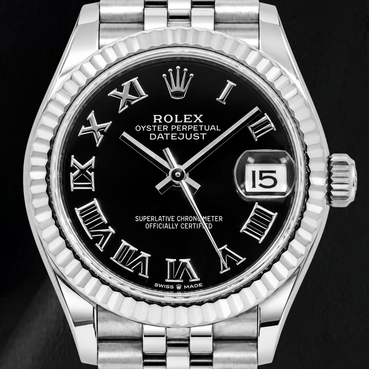 Rolex Datejust 31 mm 278274 Uhr aus Edelstahl mit schwarzem römischem Zifferblatt