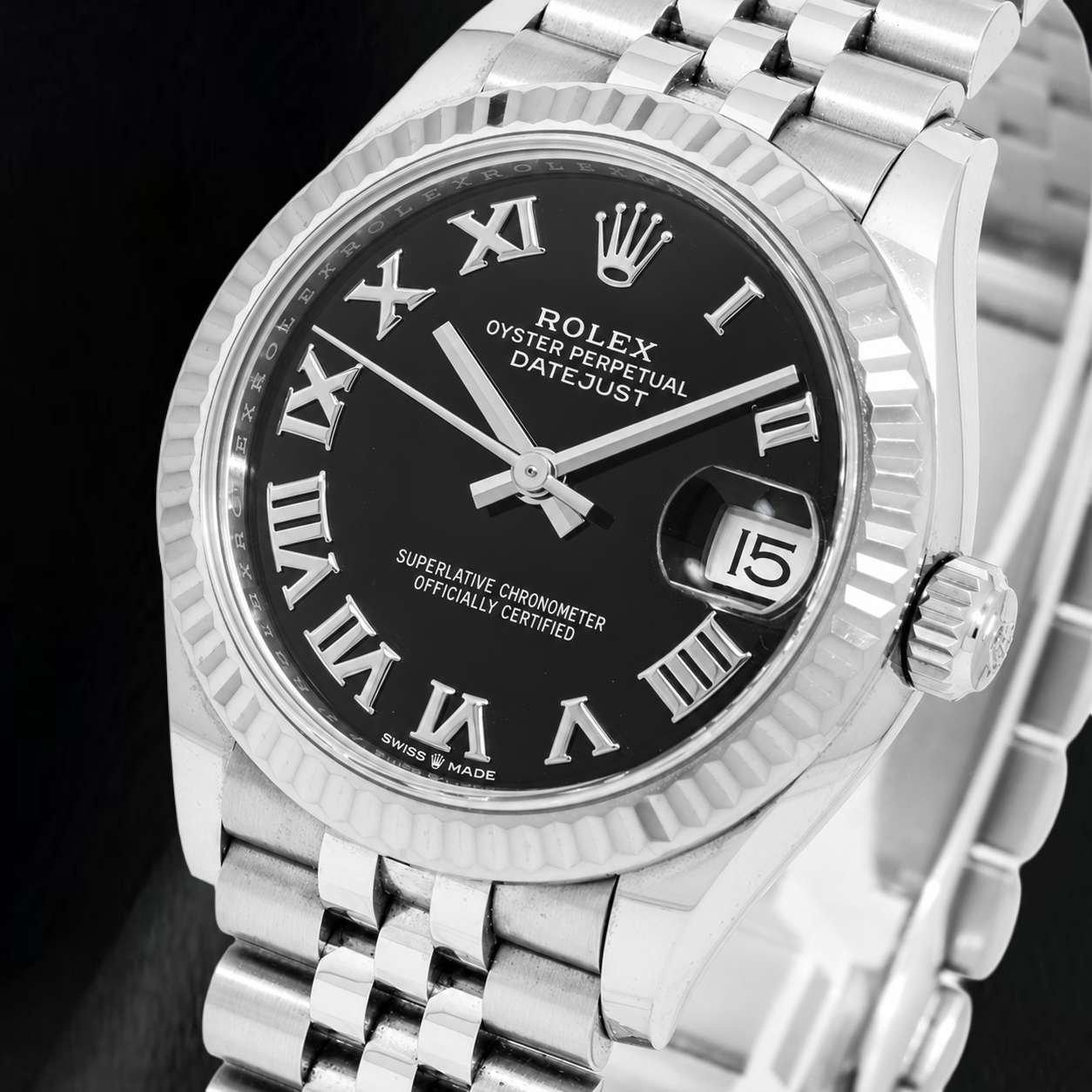 Rolex Datejust 31 mm 278274 Uhr aus Edelstahl mit schwarzem römischem Zifferblatt
