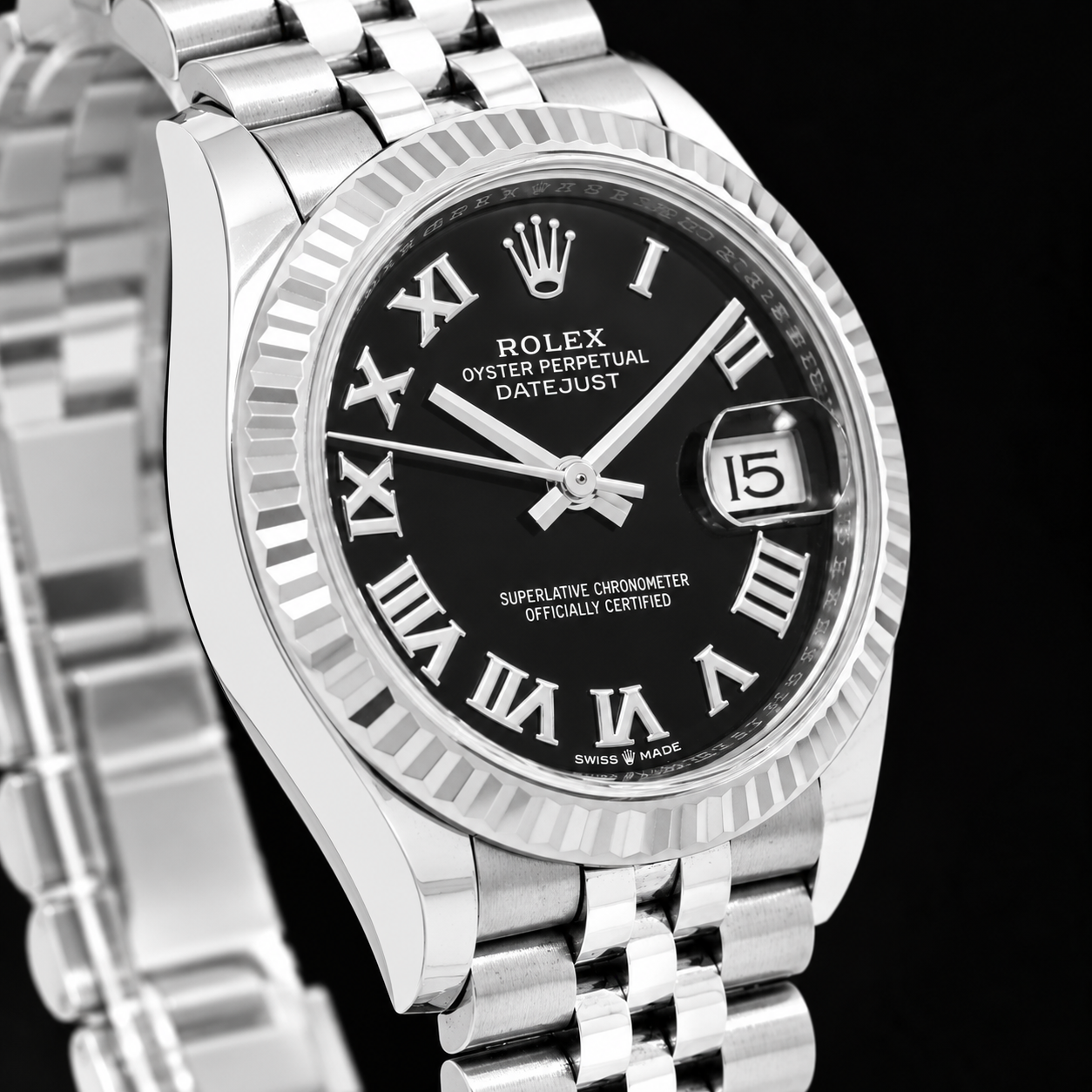 Rolex Datejust 31 mm 278274 Uhr aus Edelstahl mit schwarzem römischem Zifferblatt