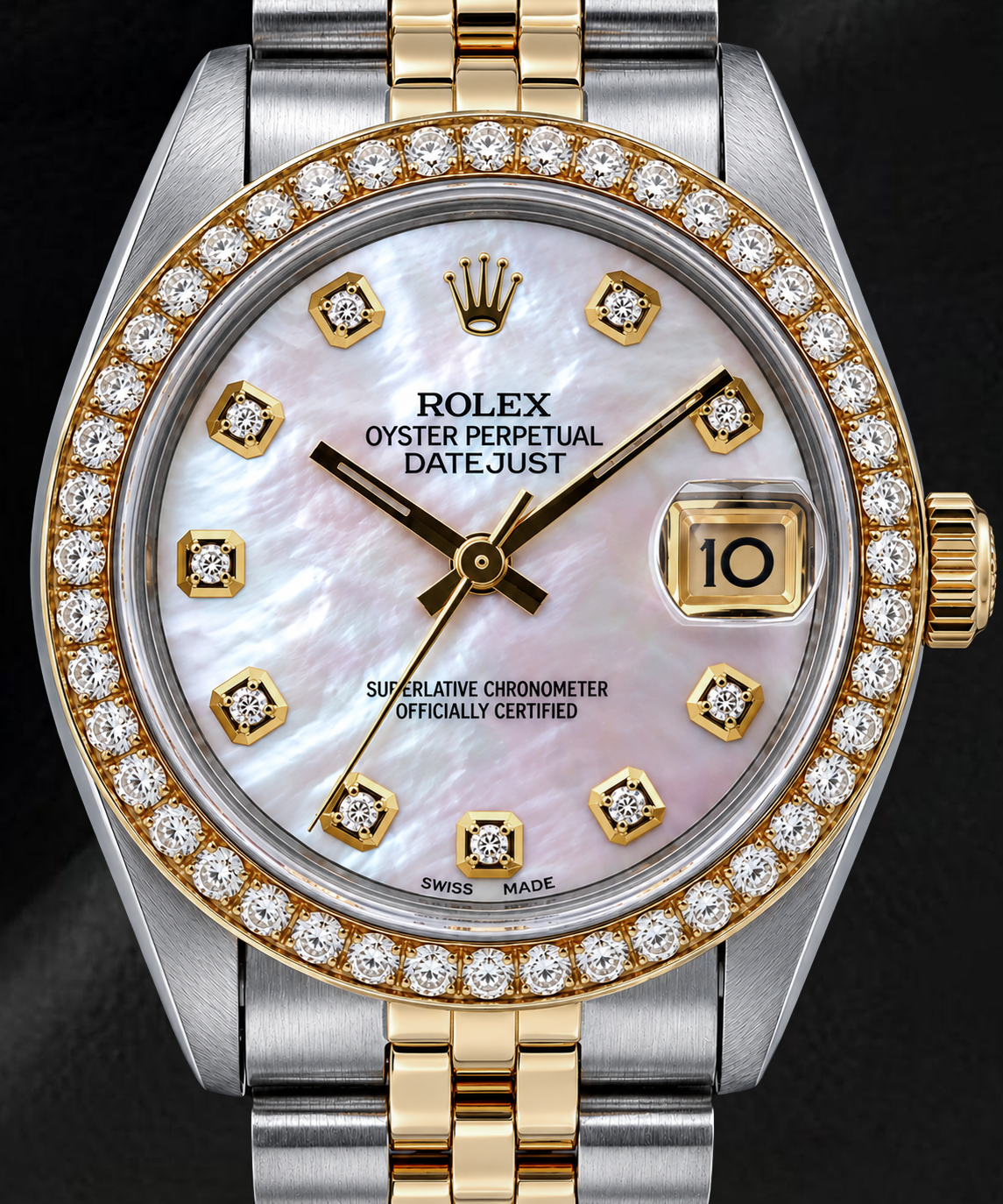 Rolex Datejust 31 mm 68273 rosa Perlmutt-Diamantzifferblatt Bicolor Uhr