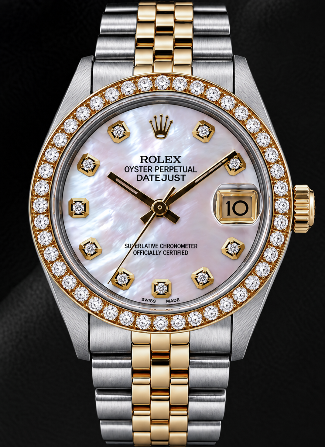 Rolex Datejust 31 mm 68273 rosa Perlmutt-Diamantzifferblatt Bicolor Uhr