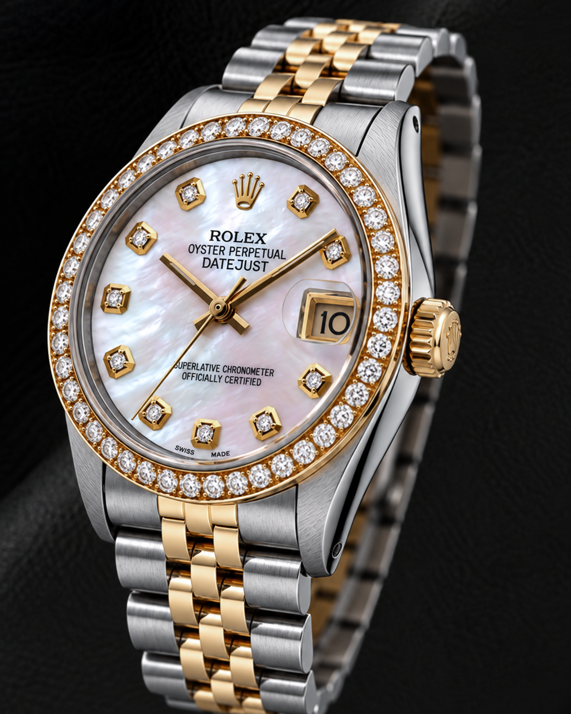 Rolex Datejust 31 mm 68273 rosa Perlmutt-Diamantzifferblatt Bicolor Uhr