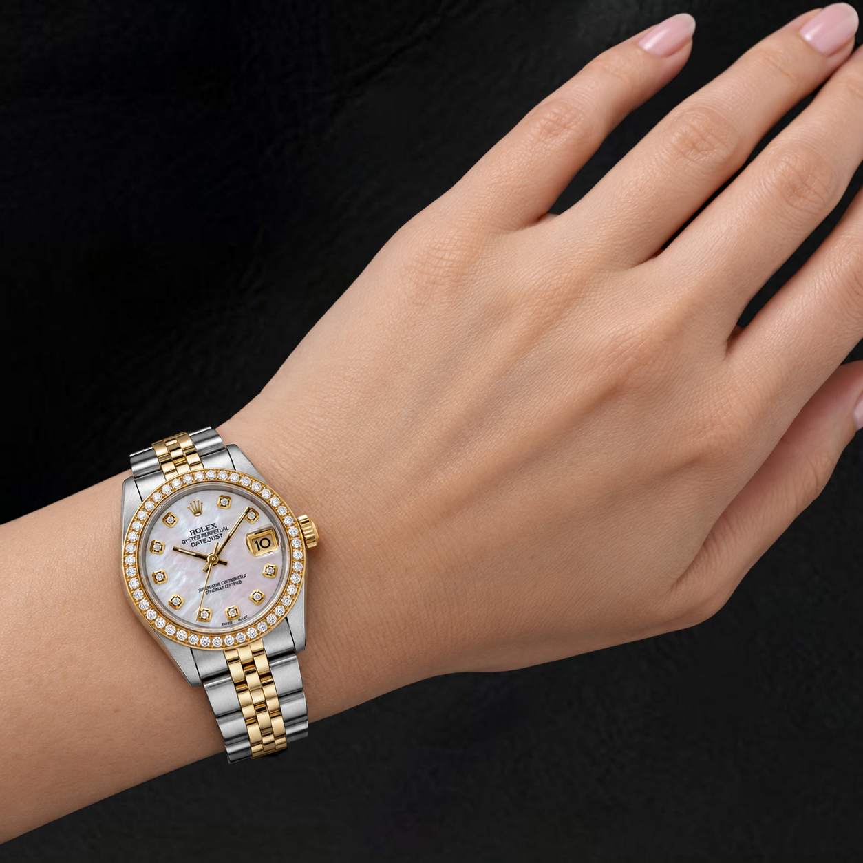 Rolex Datejust 31 mm 68273 rosa Perlmutt-Diamantzifferblatt Bicolor Uhr