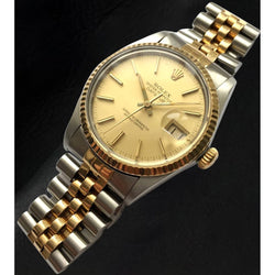 Rolex Datejust 36 mm Champagnerfarbenes Stabzifferblatt Zweifarbige Herrenuhr