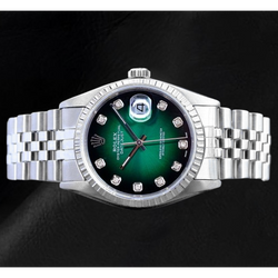 Rolex Datejust 36 mm Edelstahluhr mit grünem Diamantzifferblatt