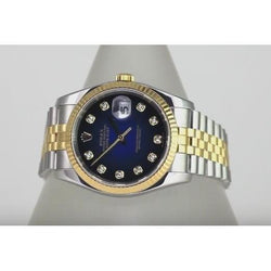 Rolex Datejust 36 mm Herrenuhr, Diamant-Zifferblatt, geriffelte Lünette, SCHNELLES EINSTELLEN