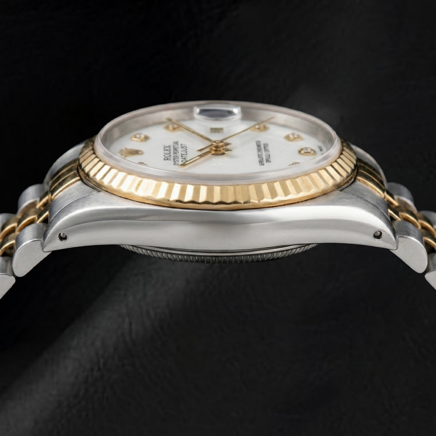 Rolex Datejust 36 mm Weißes Zifferblatt mit Diamanten, zweifarbige Uhr