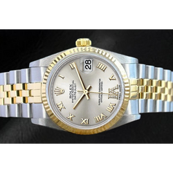 Rolex Datejust 36 mm, zweifarbige Uhr mit silbernem römischen Zifferblatt