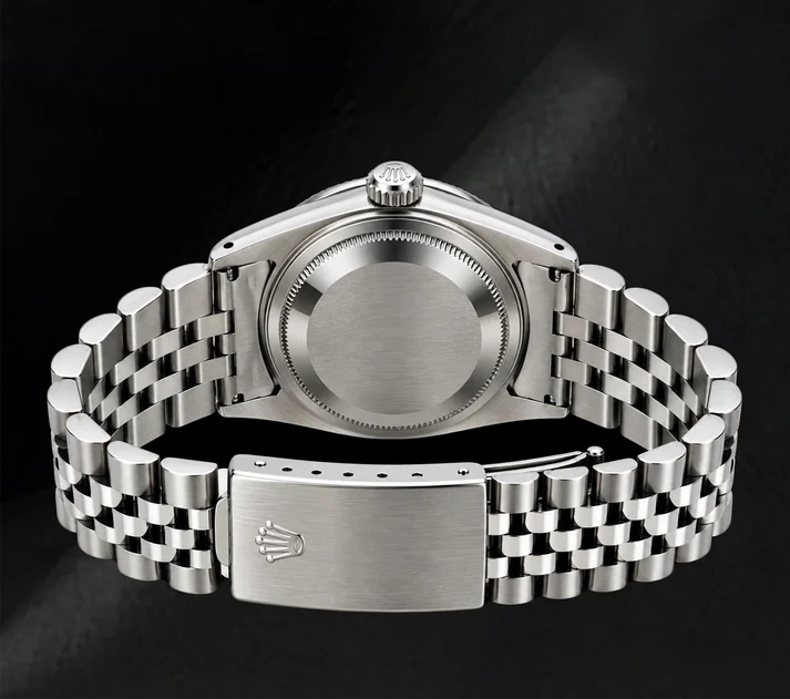 Rolex Datejust 36 mm 16200 Edelstahl-Uhr mit Diamantzifferblatt aus weißem Perlmutt