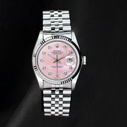 Rolex Datejust 36 mm Rosa Perlmutt-Diamantzifferblatt Edelstahl