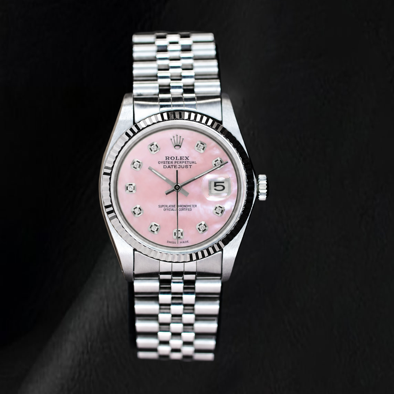 Rolex Datejust 36 mm Rosa Perlmutt-Diamantzifferblatt Edelstahl