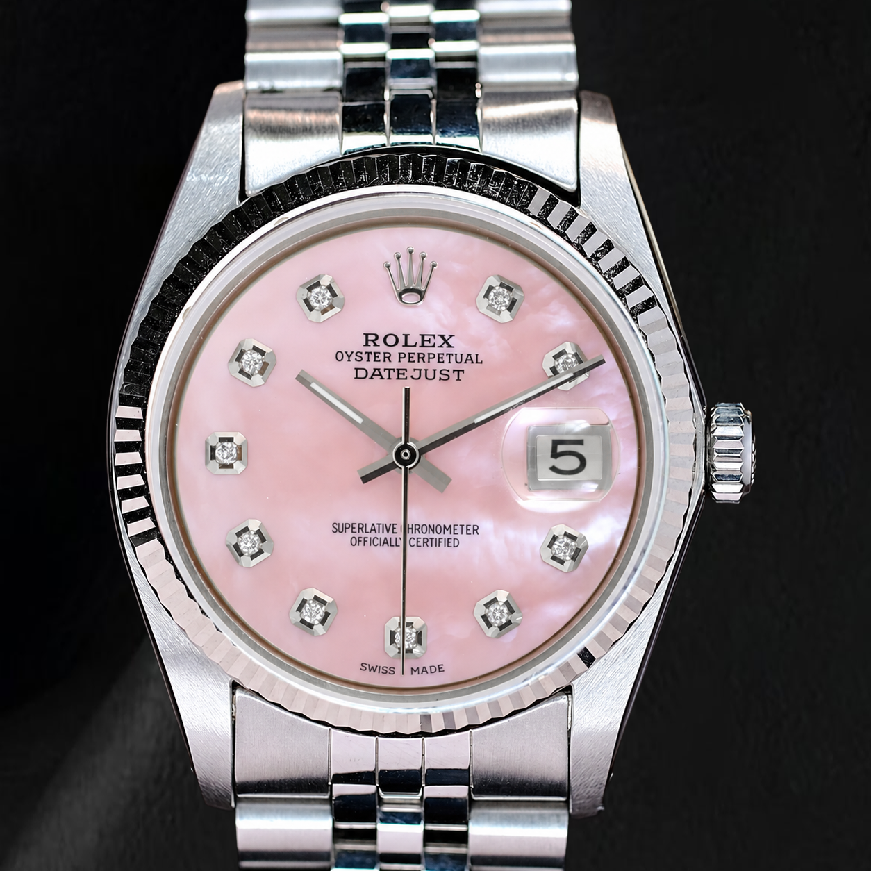 Rolex Datejust 36 mm Rosa Perlmutt-Diamantzifferblatt Edelstahl