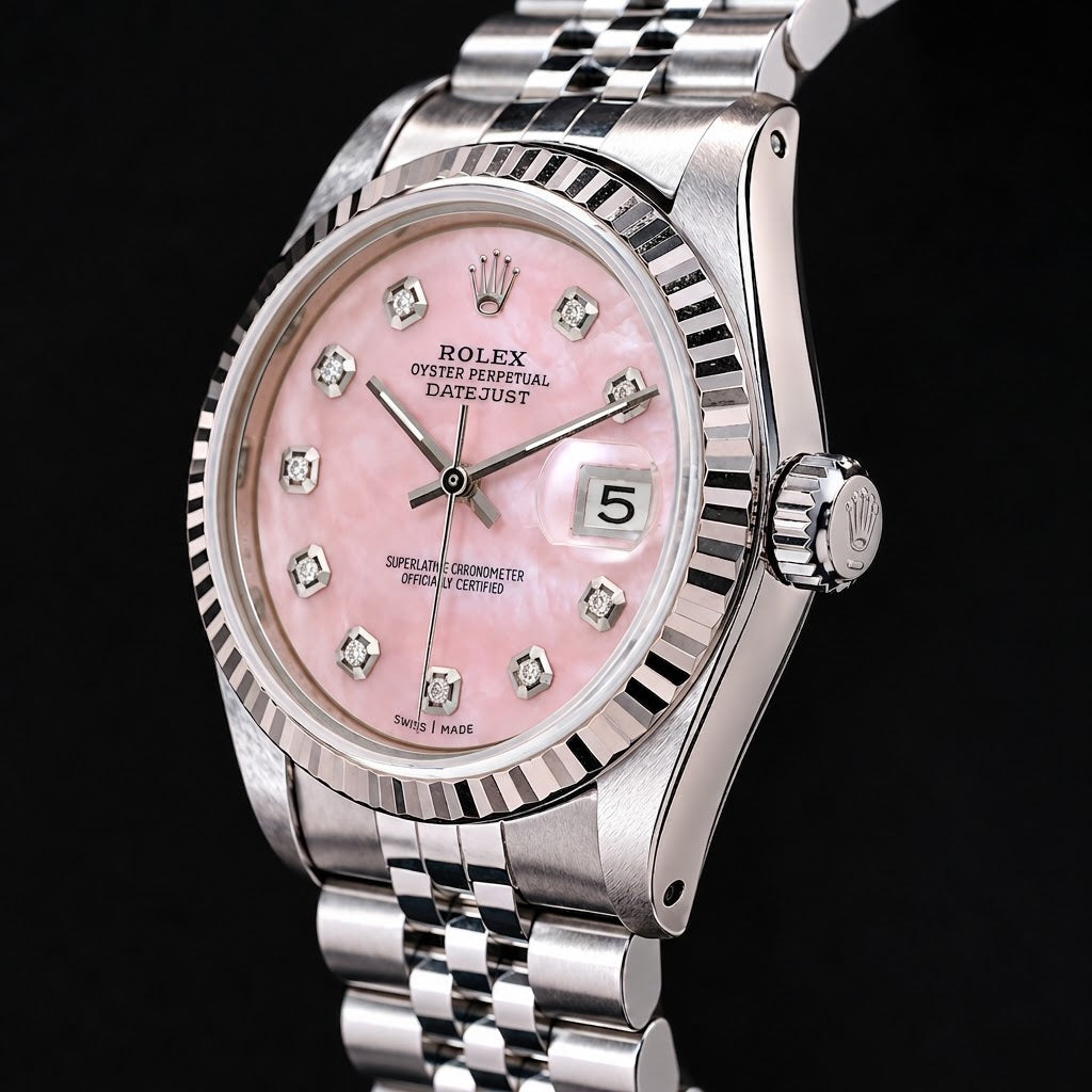 Rolex Datejust 36 mm Rosa Perlmutt-Diamantzifferblatt Edelstahl