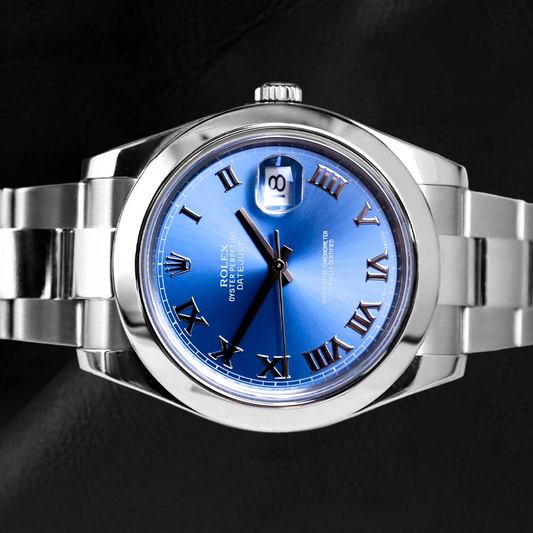 Rolex Datejust 41 mm blaues römisches Zifferblatt Edelstahl-Oyster-Armbanduhr