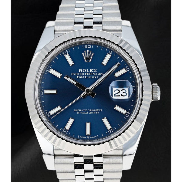 Rolex Datejust 41 mm blaue Jubilee-Stahl-Herrenuhr