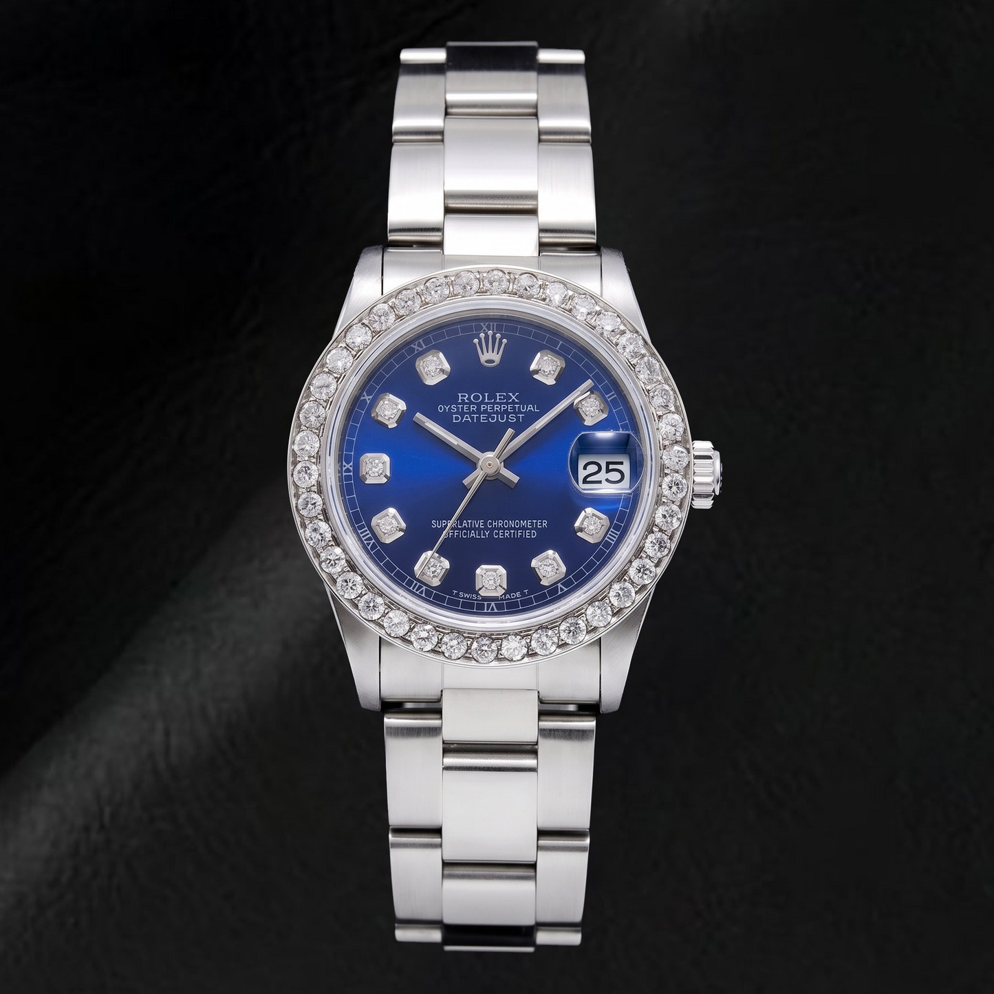 Rolex Datejust 68240 31 mm Edelstahl Uhr mit blauem Diamantzifferblatt
