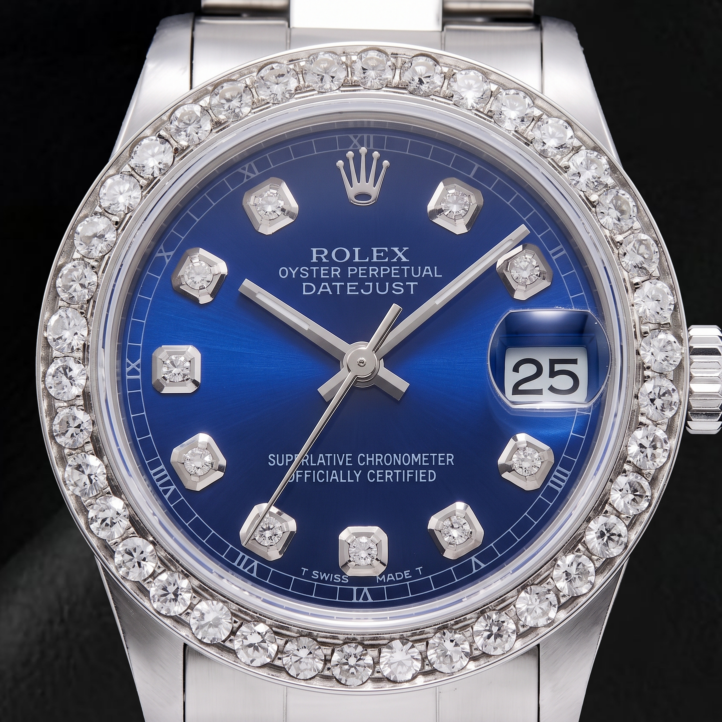 Rolex Datejust 68240 31 mm Edelstahl Uhr mit blauem Diamantzifferblatt