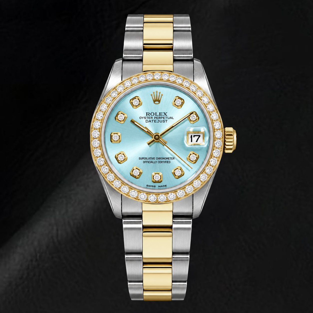 Rolex Datejust 6824 31 mm Bicolor Uhr mit eisblauem Diamantzifferblatt
