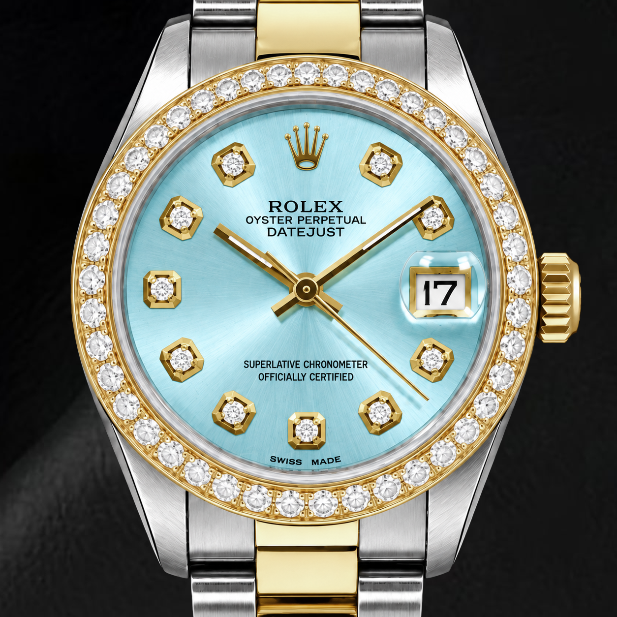 Rolex Datejust 6824 31 mm Bicolor Uhr mit eisblauem Diamantzifferblatt