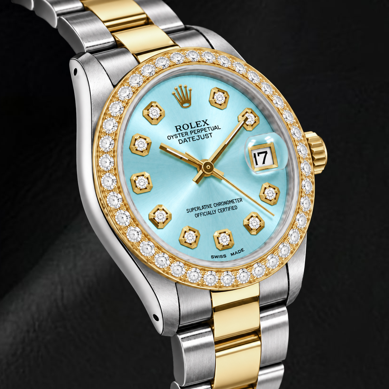 Rolex Datejust 6824 31 mm Bicolor Uhr mit eisblauem Diamantzifferblatt