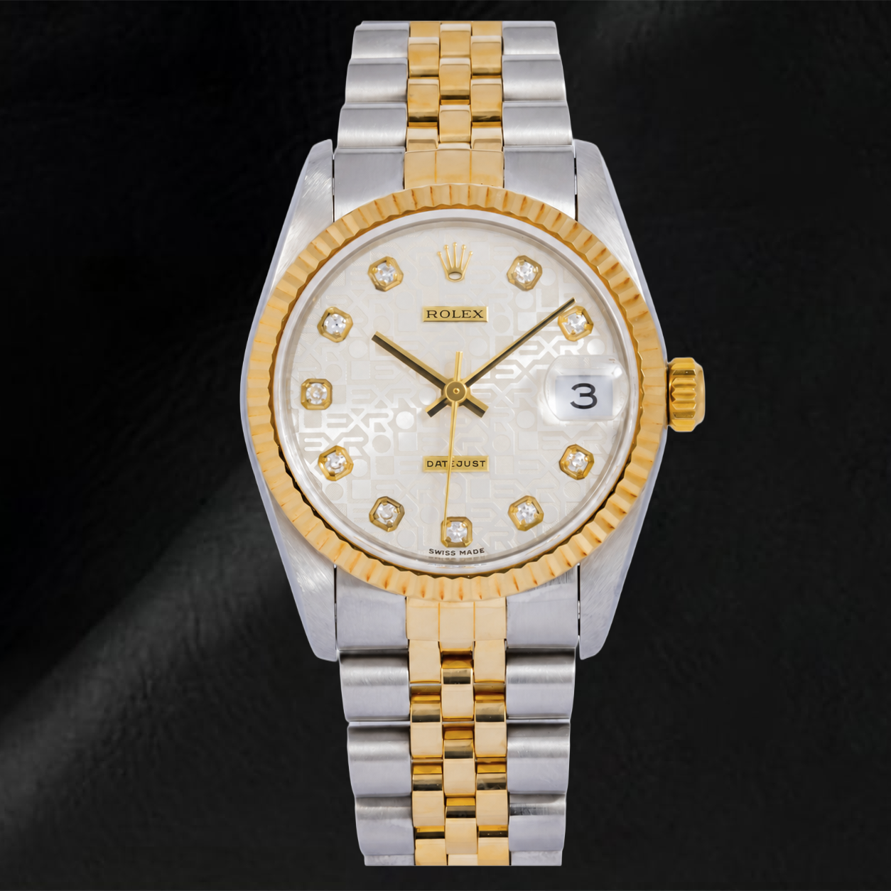 Rolex Datejust 6824 31 mm Uhr, silbernes Jubilé-Diamantzifferblatt, Bicolor Jubilé-Armband