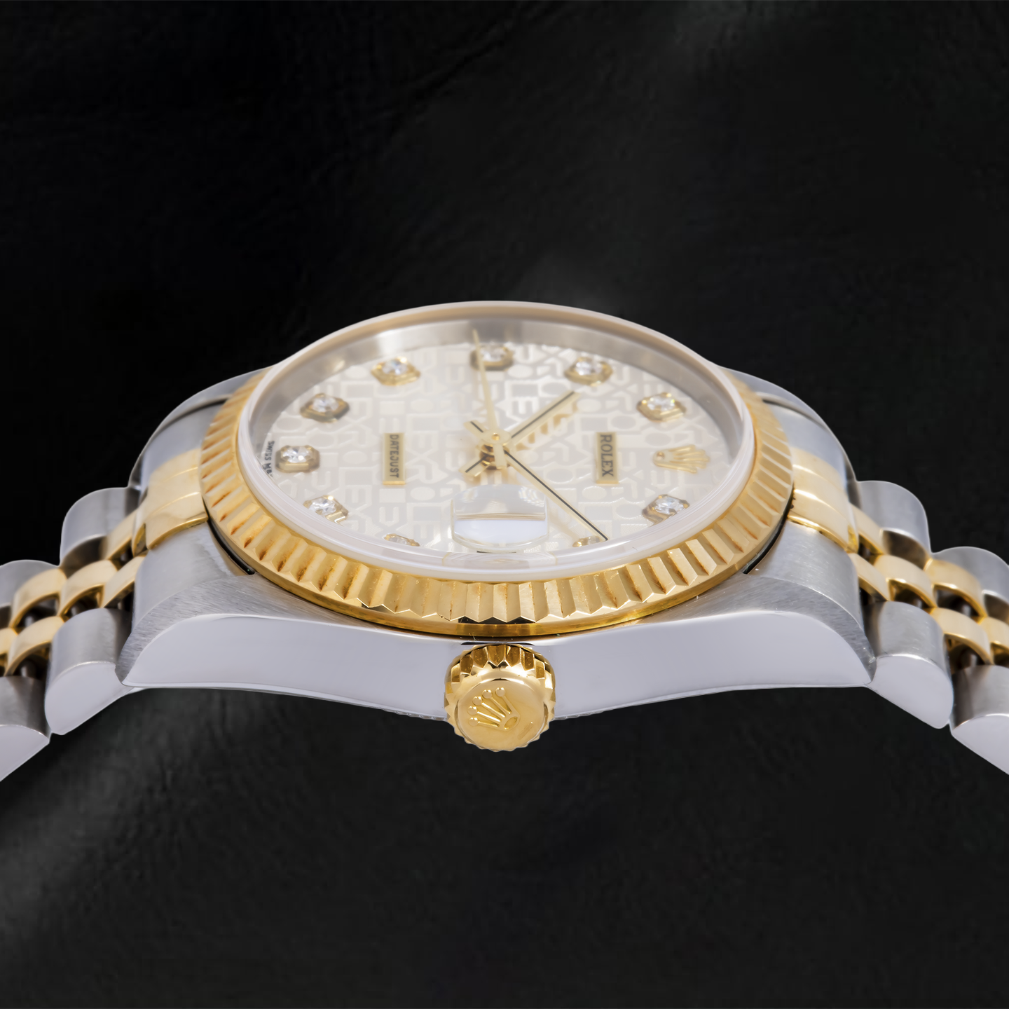 Rolex Datejust 6824 31 mm Uhr, silbernes Jubilé-Diamantzifferblatt, Bicolor Jubilé-Armband