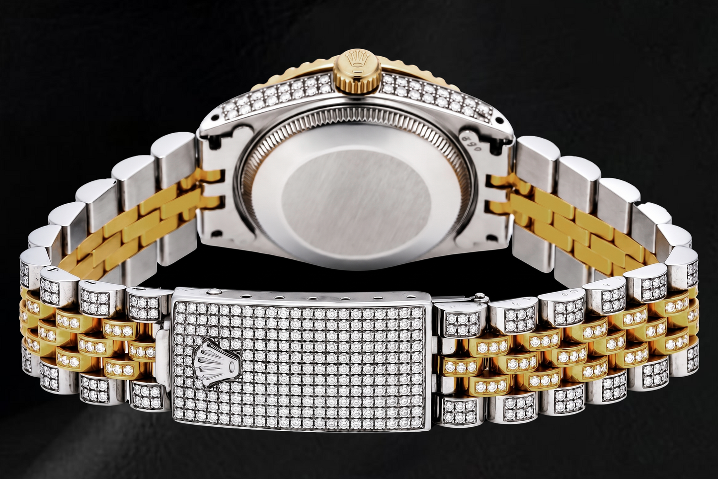 Rolex Datejust 68273 31 mm Bicolor Uhr mit schwarzem römischem Diamantzifferblatt