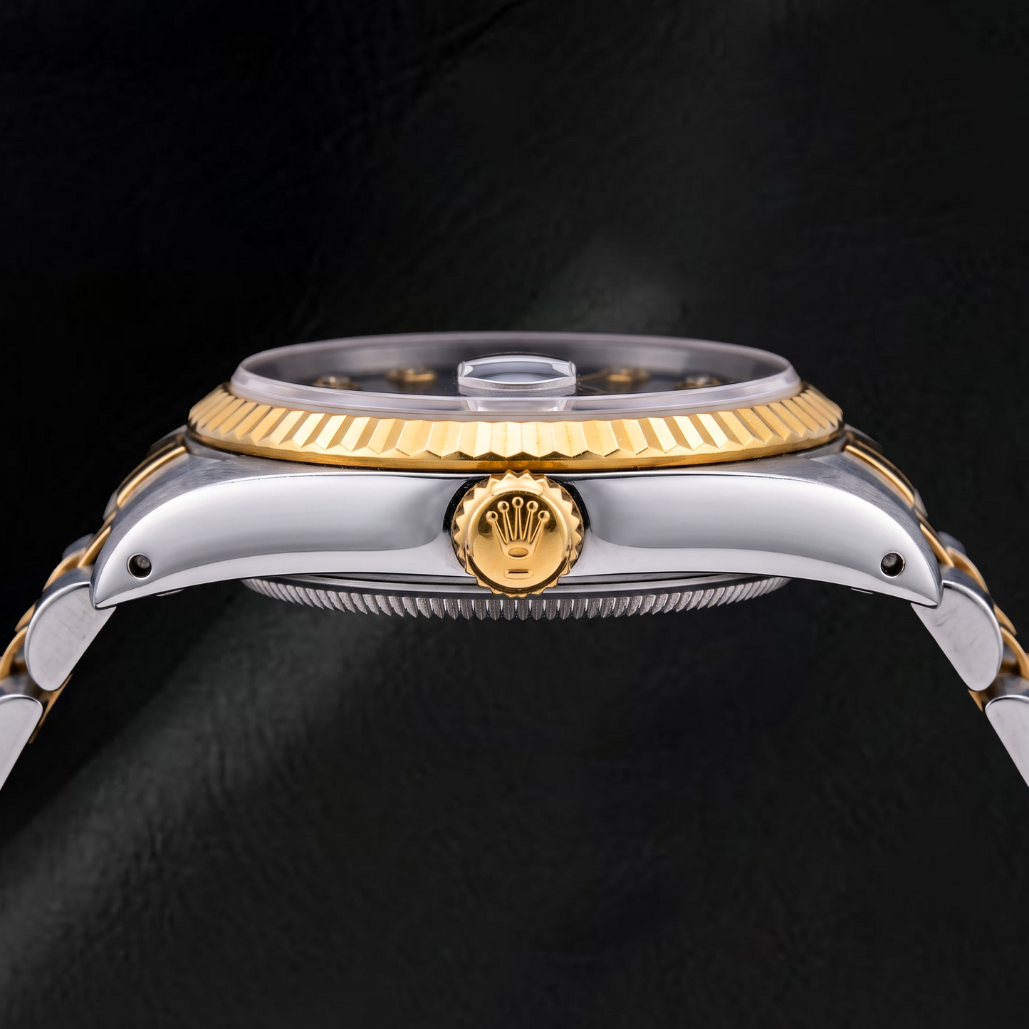Rolex Datejust 68273 31 mm Bicolor Uhr Blaues Diamantzifferblatt