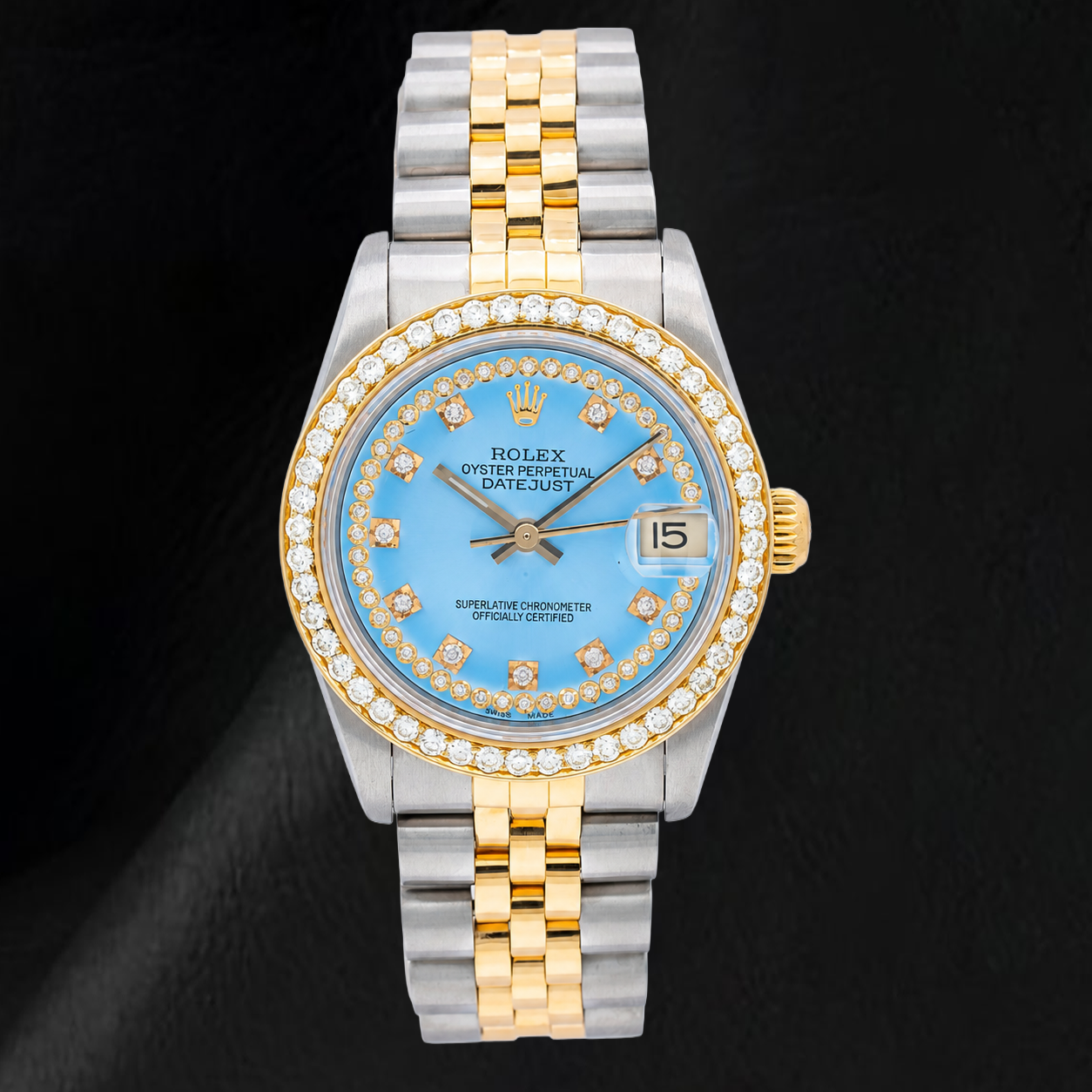 Rolex Datejust 68273 31 mm Bicolor-Uhr mit blauem Diamantzifferblatt