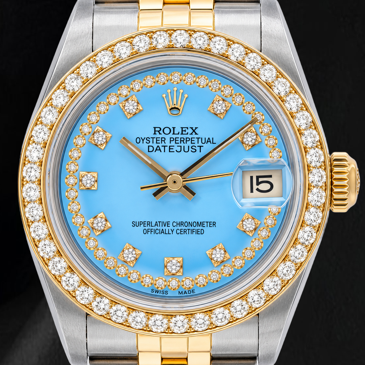 Rolex Datejust 68273 31 mm Bicolor-Uhr mit blauem Diamantzifferblatt