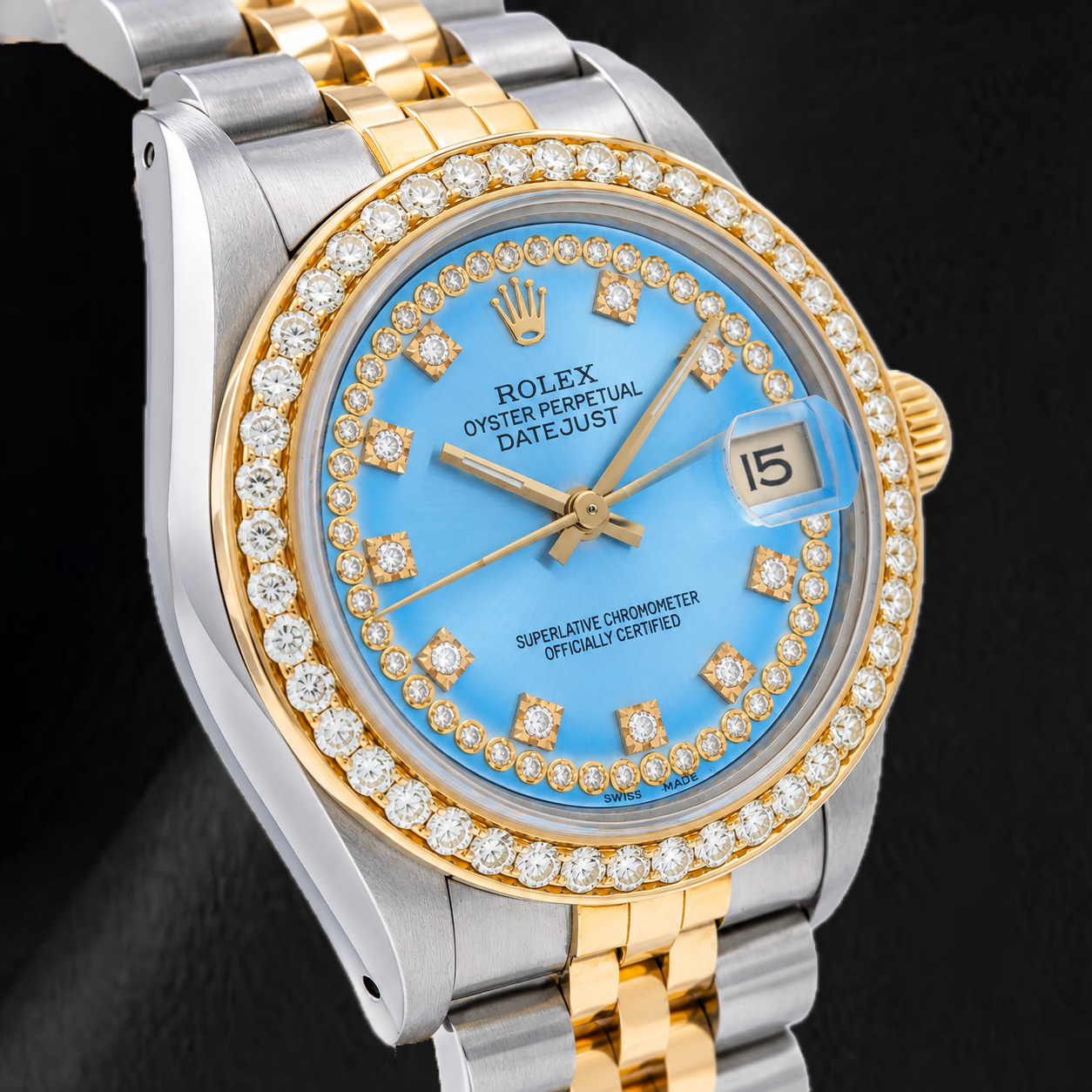Rolex Datejust 68273 31 mm Bicolor-Uhr mit blauem Diamantzifferblatt