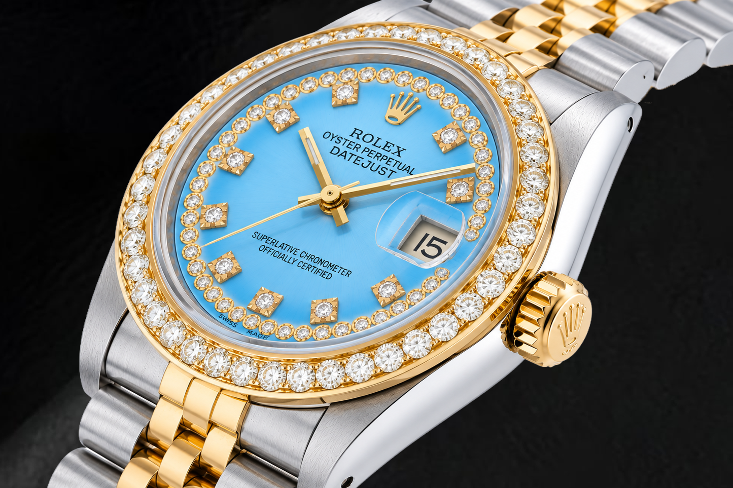 Rolex Datejust 68273 31 mm Bicolor-Uhr mit blauem Diamantzifferblatt