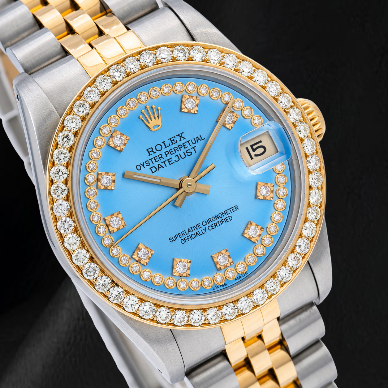 Rolex Datejust 68273 31 mm Bicolor-Uhr mit blauem Diamantzifferblatt
