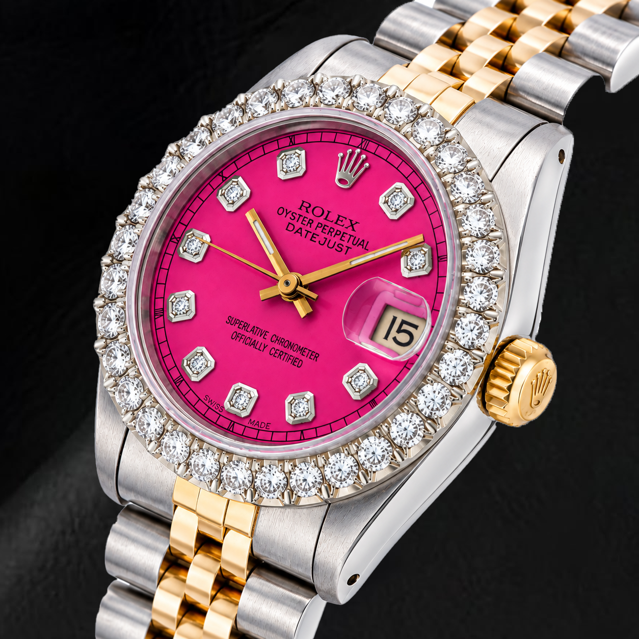 Rolex Datejust 68273 31 mm rosa Diamantzifferblatt Diamant Bicolor Uhr