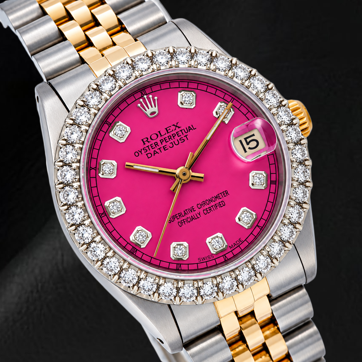 Rolex Datejust 68273 31 mm rosa Diamantzifferblatt Diamant Bicolor Uhr