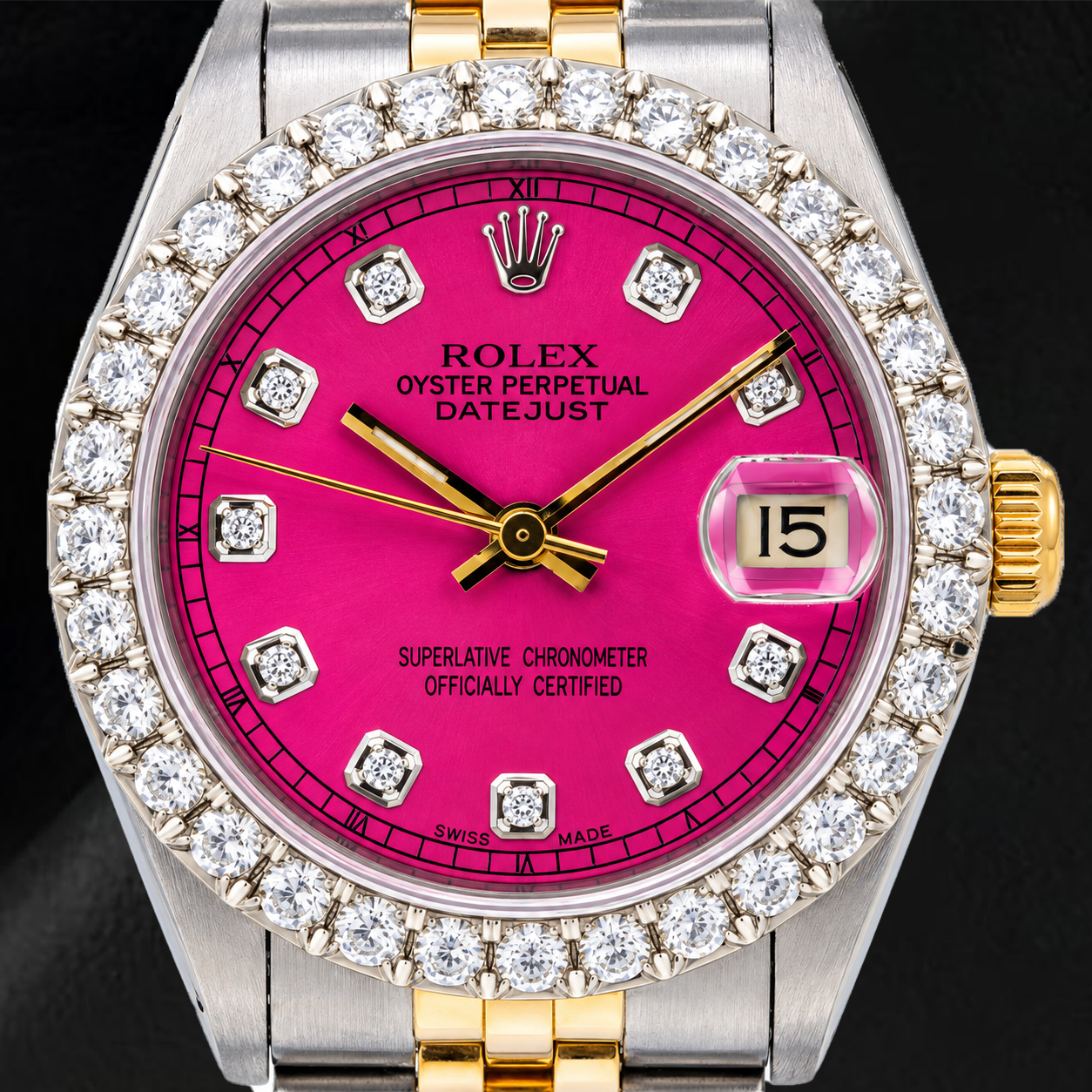 Rolex Datejust 68273 31 mm rosa Diamantzifferblatt Diamant Bicolor Uhr