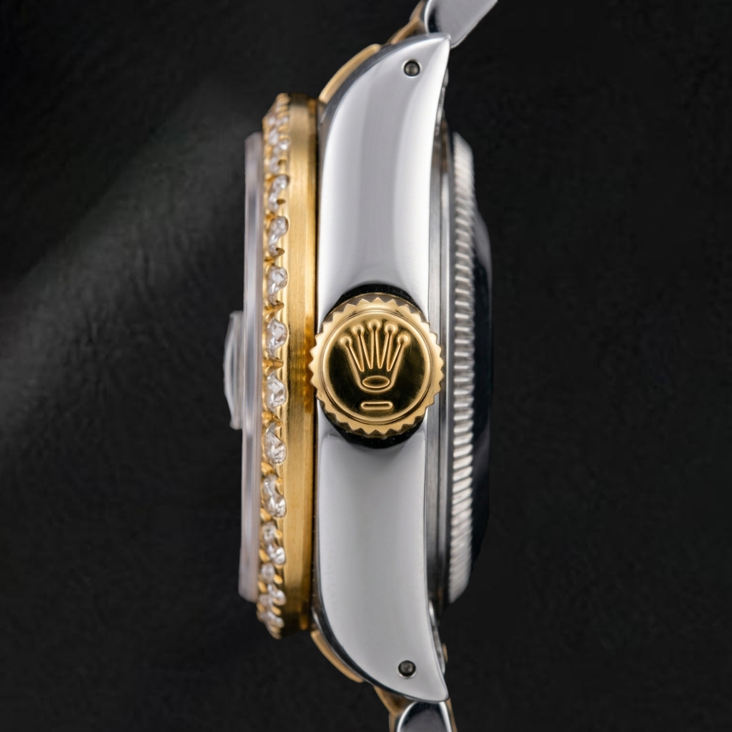 Rolex Datejust 68273 31 mm Uhr, rotes römisches Diamantzifferblatt, Bicolor, Jubilé-Armband