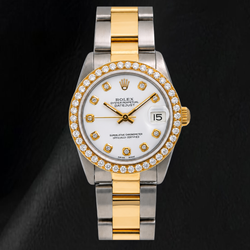 Rolex Datejust 68273 31 mm Bicolor-Uhr mit weißem Diamantzifferblatt