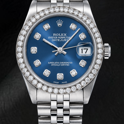 Rolex Datejust 68274 31 mm Uhr aus Edelstahl mit blauem Diamantzifferblatt