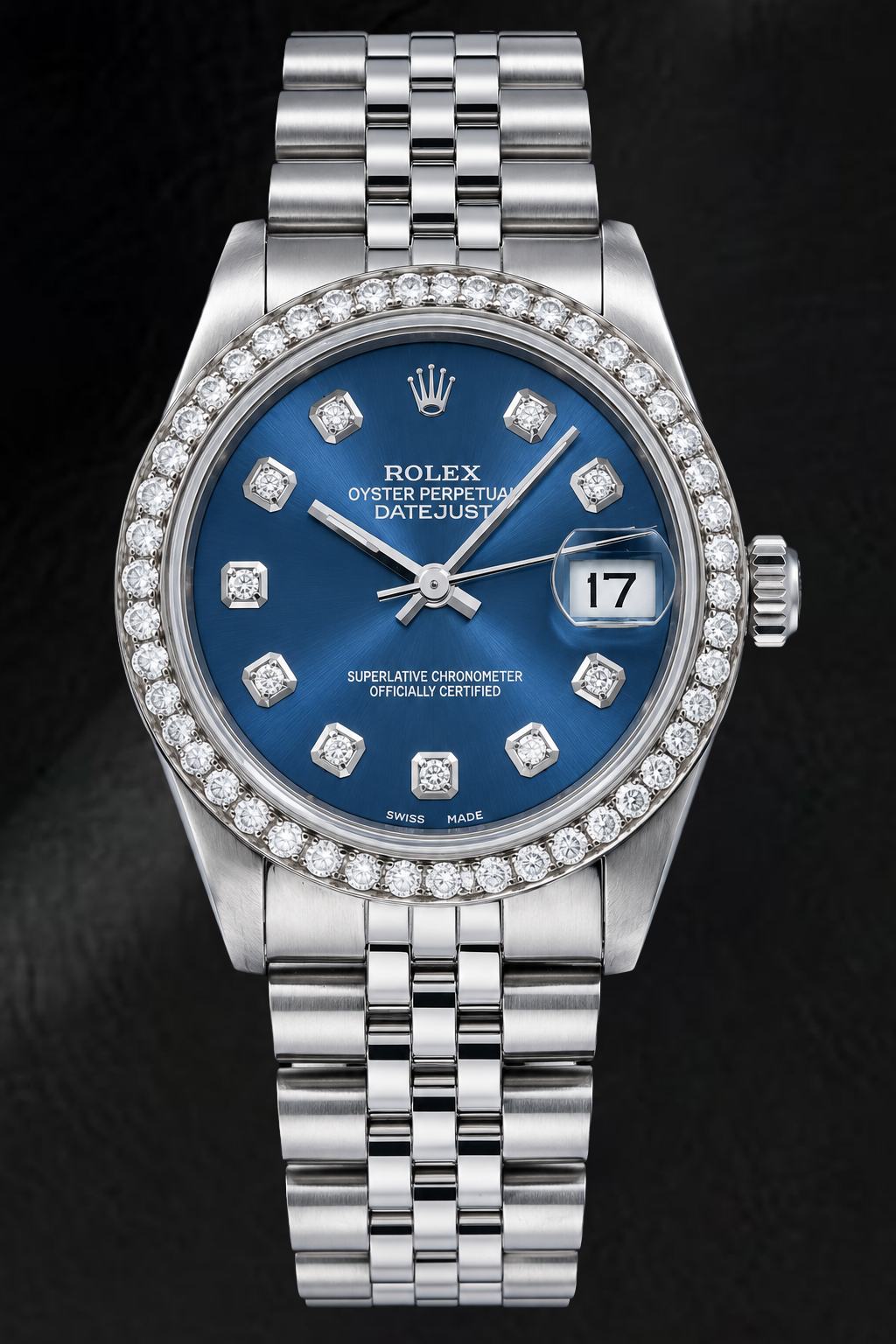 Rolex Datejust 68274 31 mm Uhr aus Edelstahl mit blauem Diamantzifferblatt
