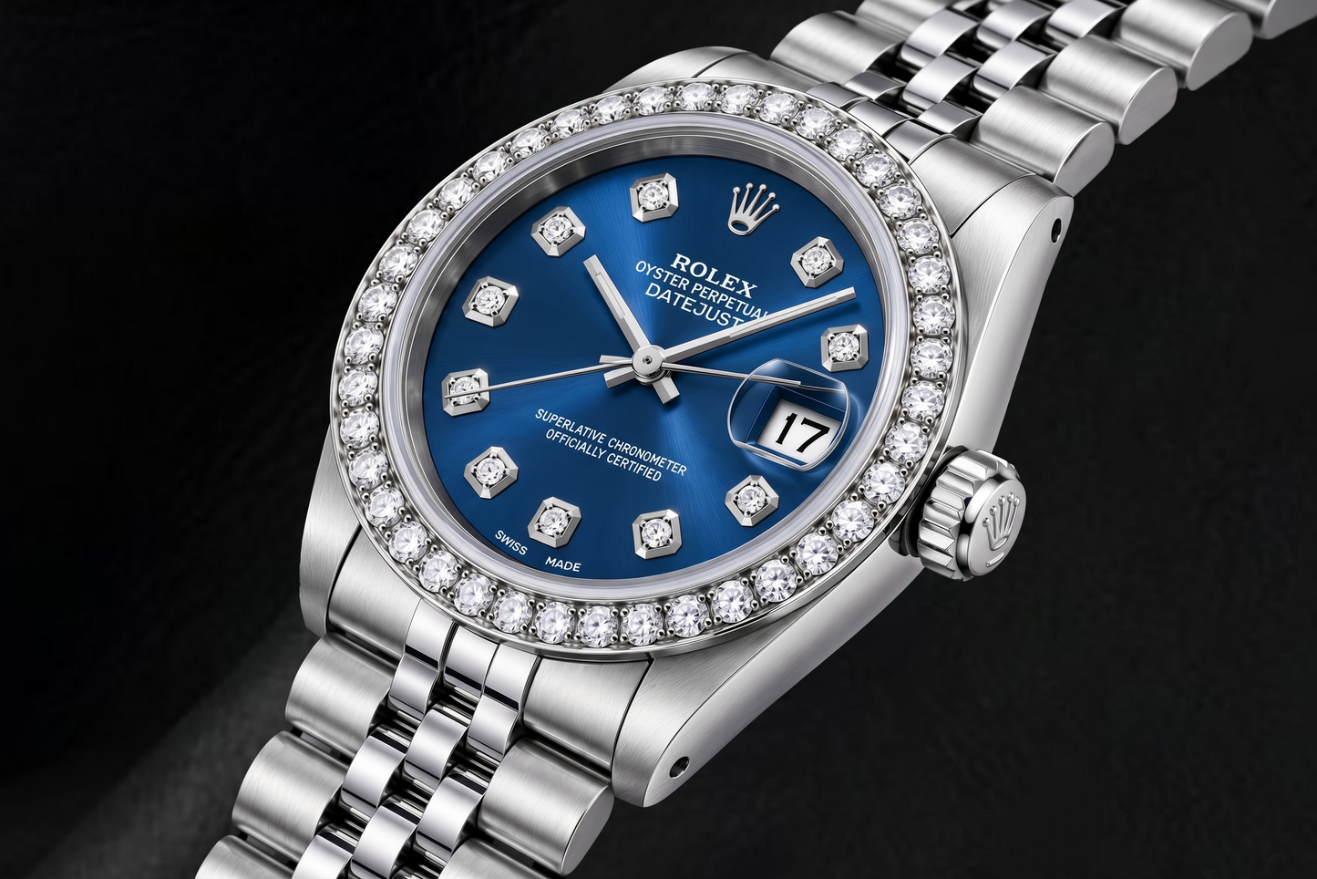 Rolex Datejust 68274 31 mm Uhr aus Edelstahl mit blauem Diamantzifferblatt