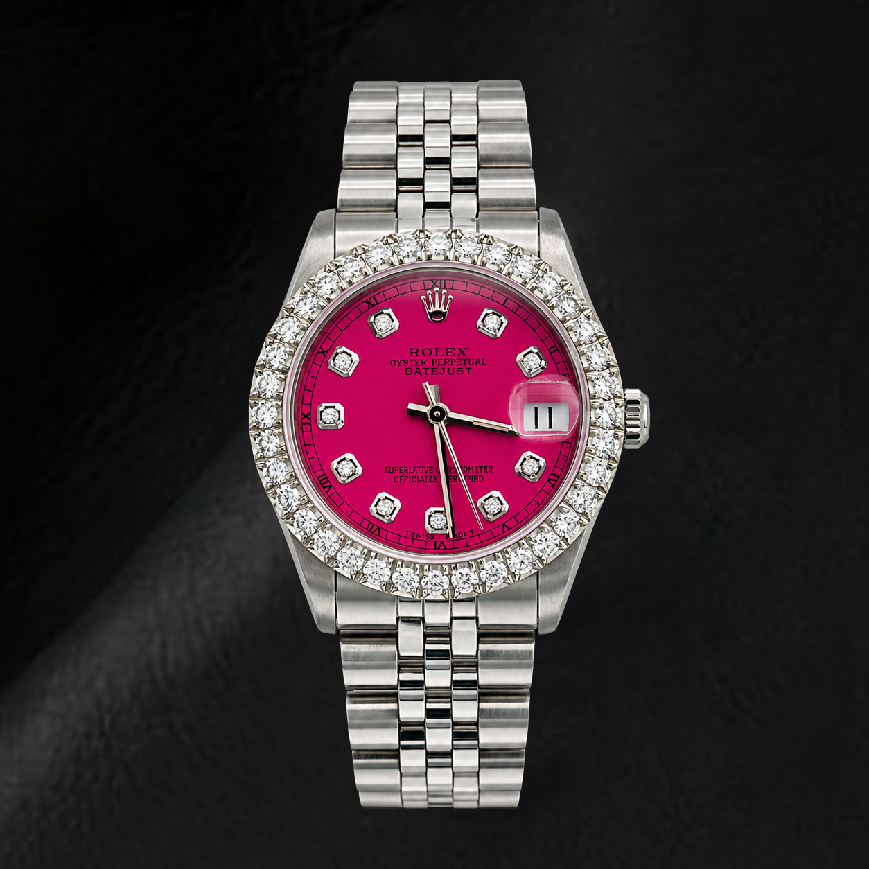 Rolex Datejust 68274 31 mm Edelstahluhr mit rosa Diamantzifferblatt
