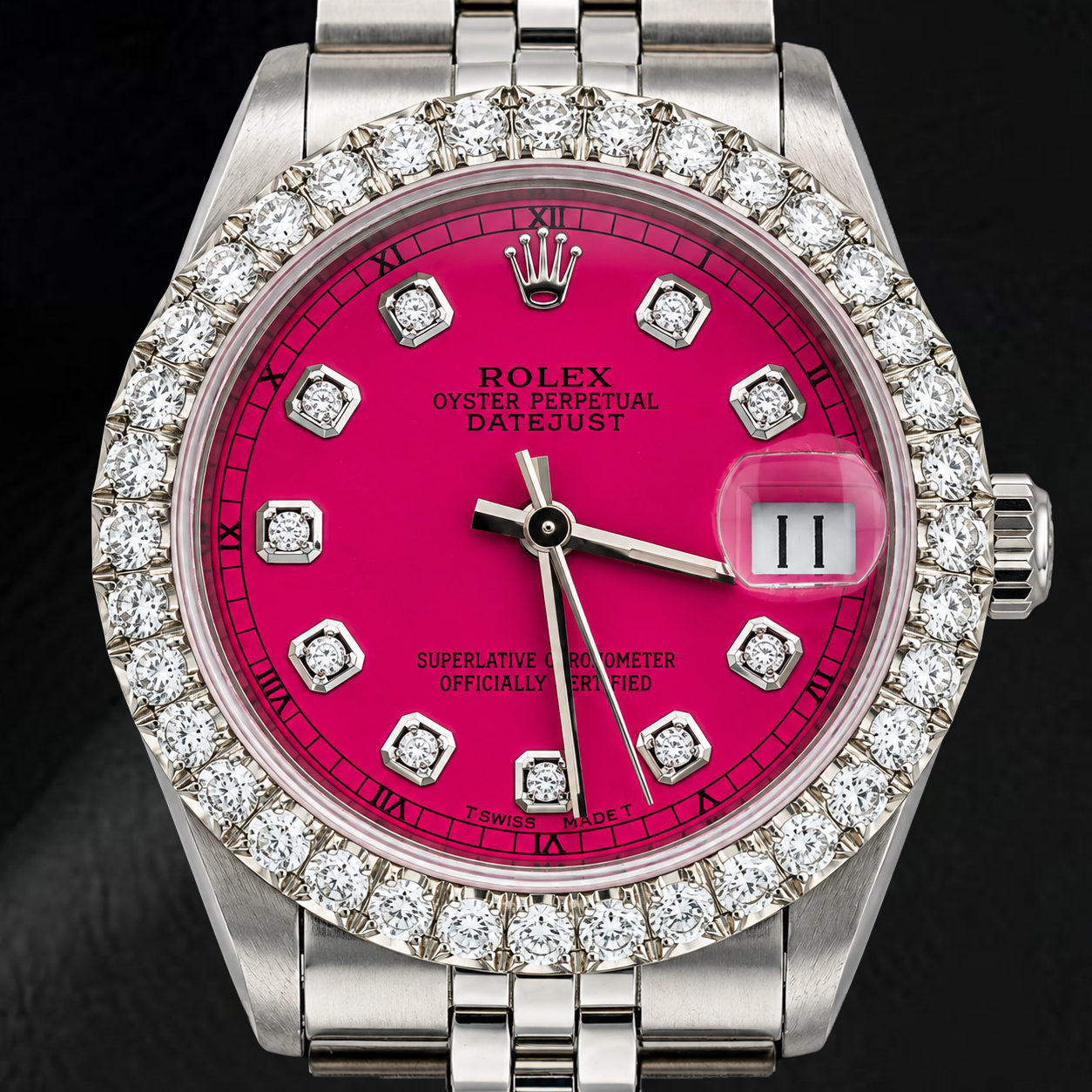 Rolex Datejust 68274 31 mm Edelstahluhr mit rosa Diamantzifferblatt